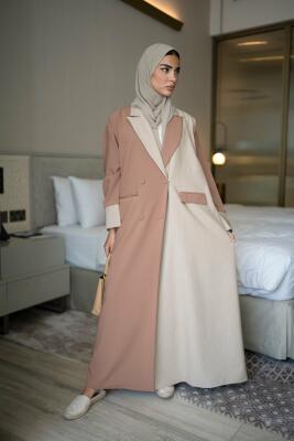 Light beige crepe blazer abaya