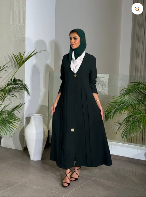 عباية بليزر من الكريب C:6489 أخضر
