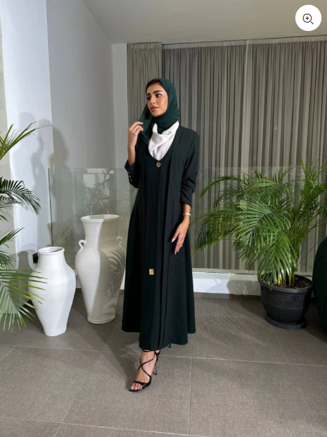 عباية بليزر من الكريب C:6489 أخضر