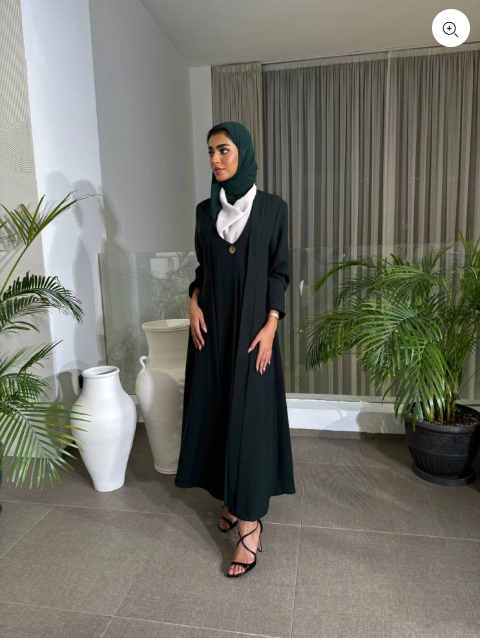 عباية بليزر من الكريب C:6489 أخضر