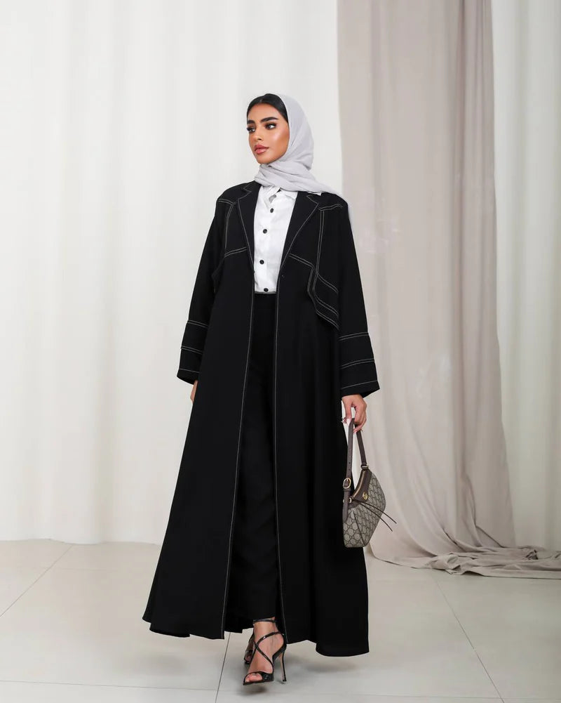Abaya Blazer Black Crepe Fabric C:6492