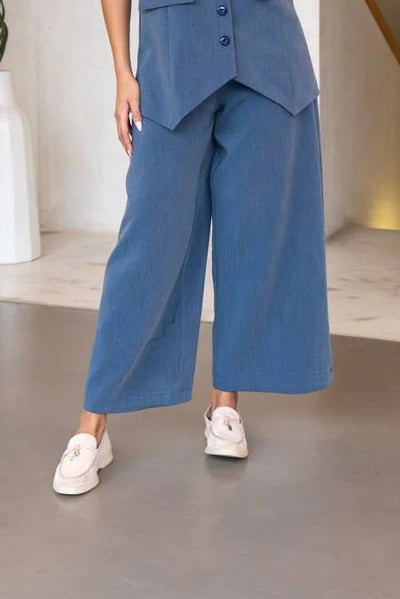 Blue Crepe Trousers