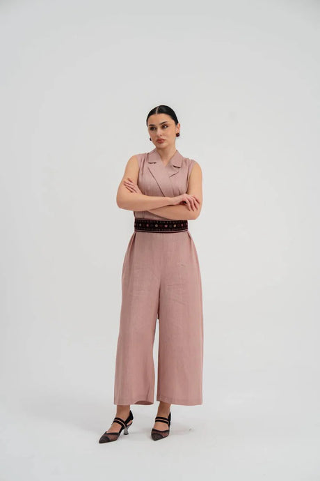 Pink linen jumpsuit.C:228