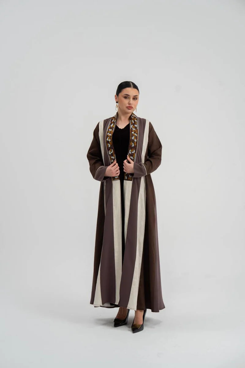 Linen abaya with embroidery. C:6747