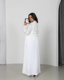 ABAYA CREPE WITH EMBROIDERY AND PLEATED C:2065