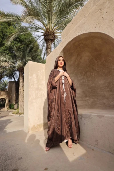 عباية من حرير الكريب البني C:6380BROWN