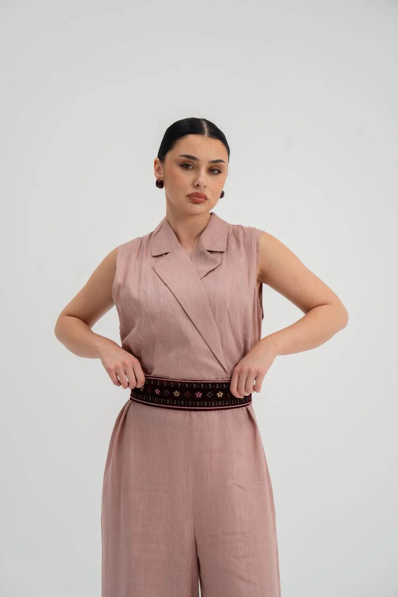 Pink linen jumpsuit.C:228