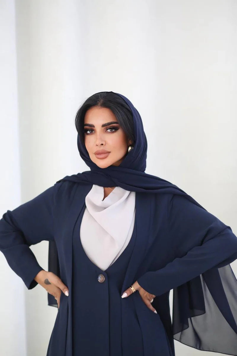 Abaya Blazer Crepe C:6489 Blue