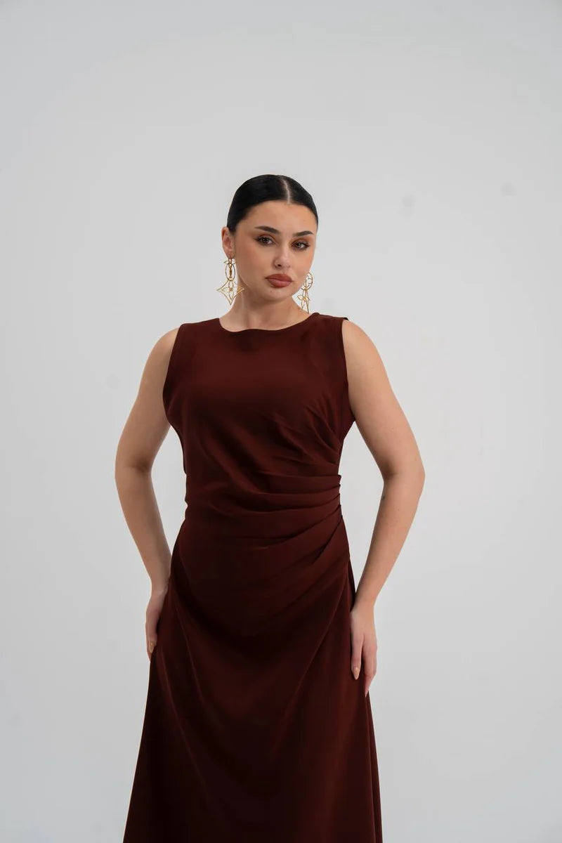 brown crepe dress. C:226