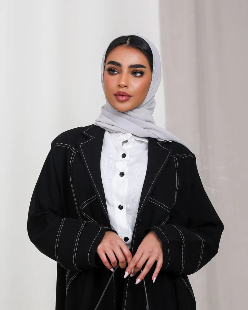 Abaya Blazer Black Crepe Fabric C:6492