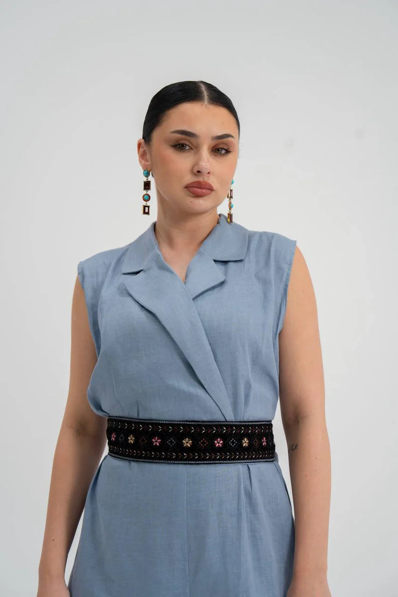 Grey Linen Jumpsuit. C:228 Gray