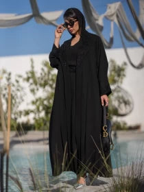 ABAYA CREPE BLAZER WITH HANDMADE BEAT C:6366