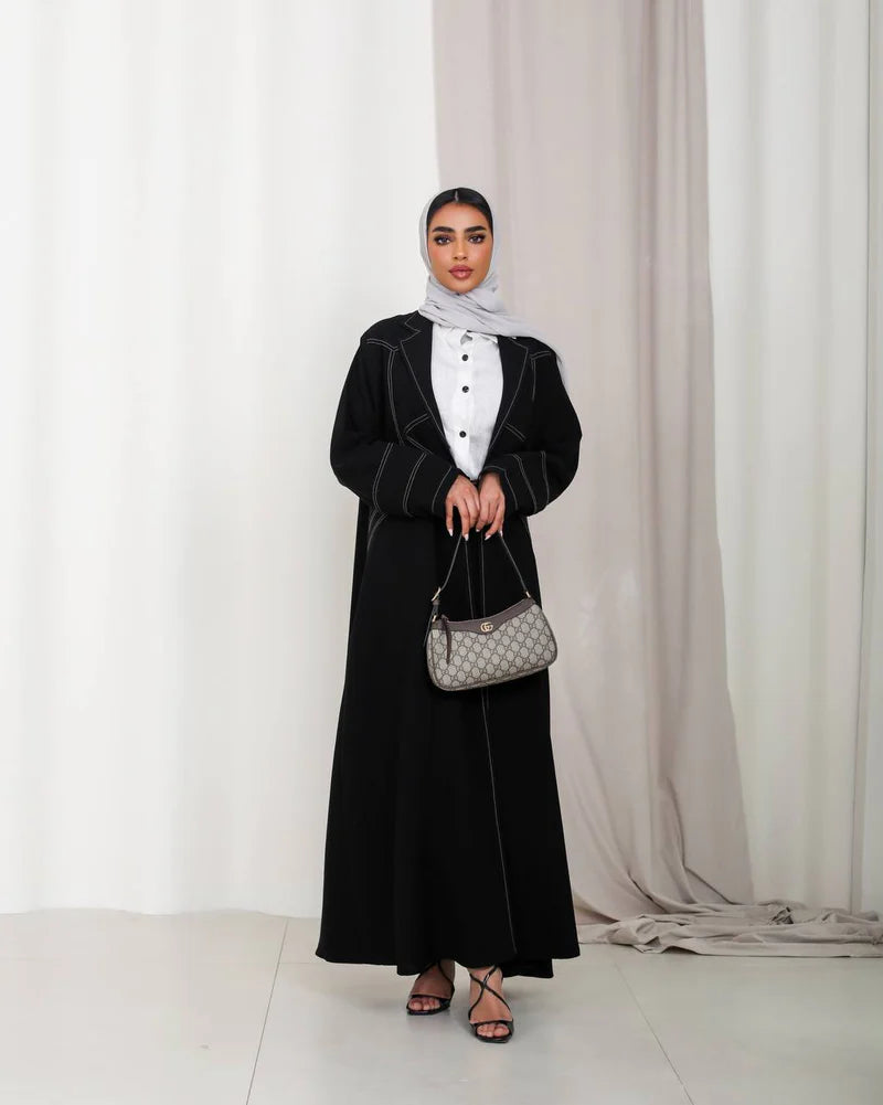 Abaya Blazer Black Crepe Fabric C:6492