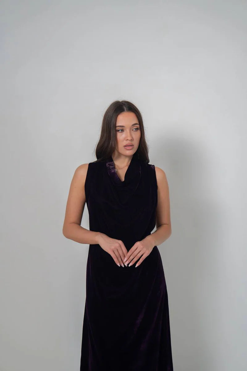 Purple velvet dress. C:222