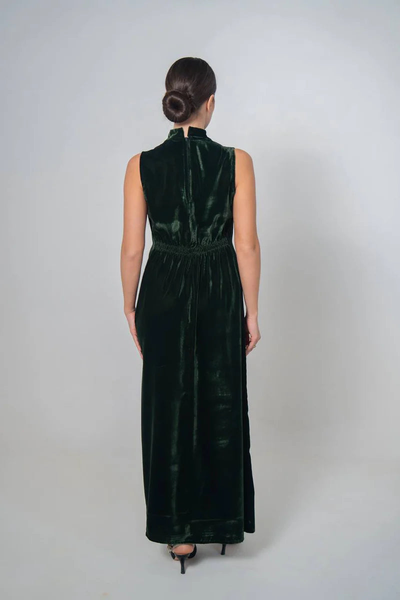 olive green velvet dress.C:222 Green
