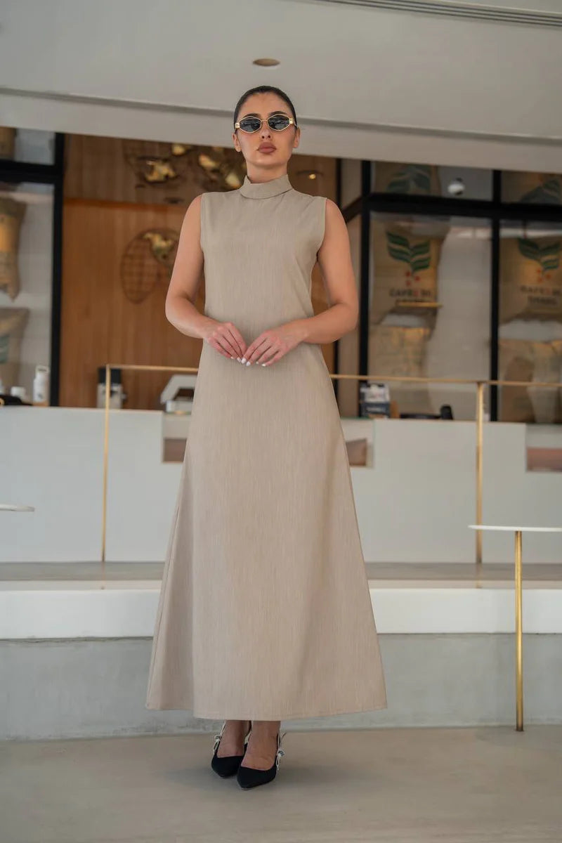 Beige crepe dress .C:217