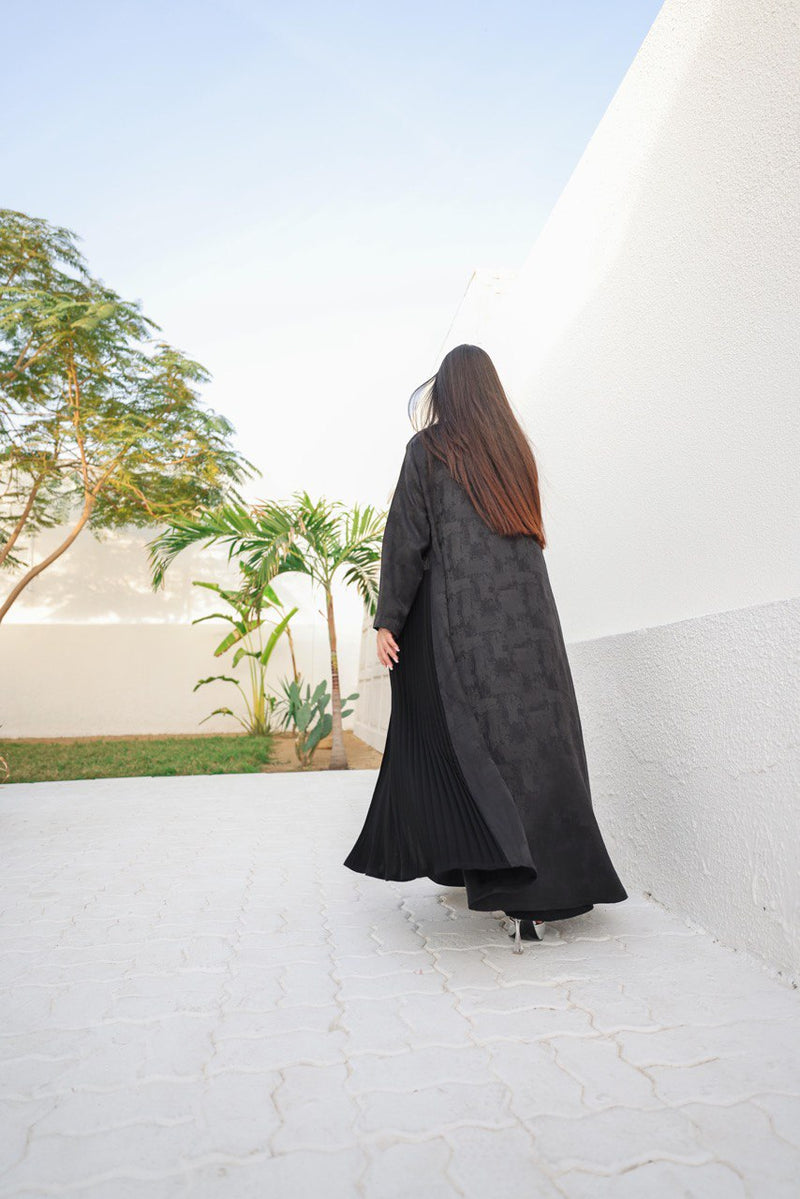 ABAYA CREPE WITH PLEATED C:6419BLACK