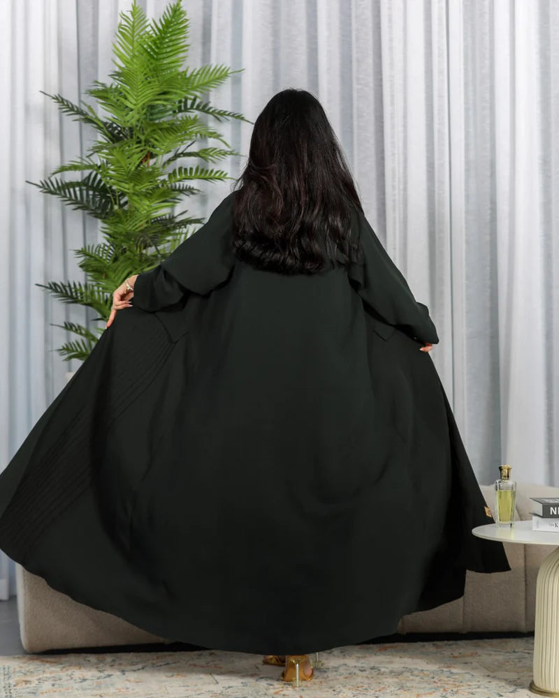 ABAYA CREPE WITH PLEATED C:6406GREEN