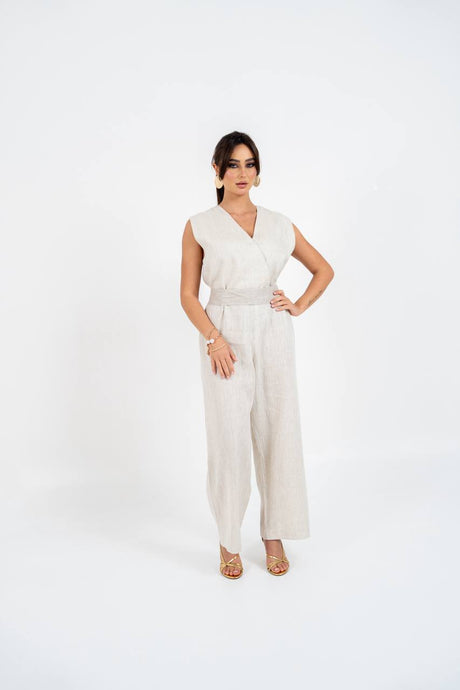 Light beige linen jumpsuit