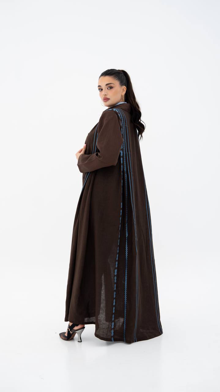 Beige linen abaya with embroidery (1925)