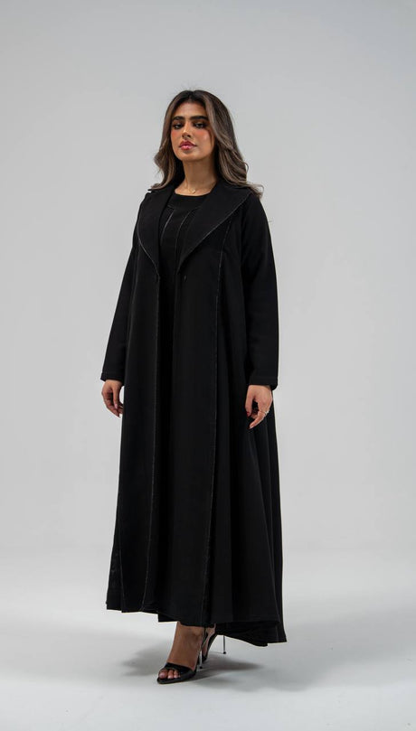 Black crepe abaya with embroidery