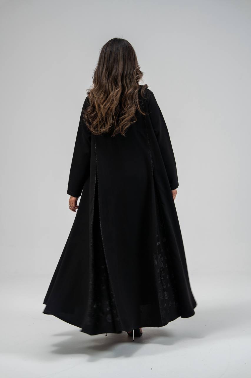 Black crepe abaya with embroidery