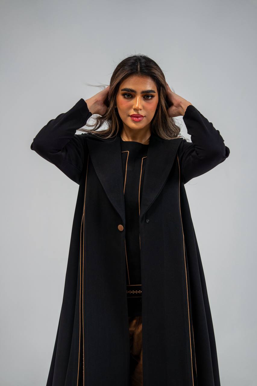 Black crepe abaya with embroidery