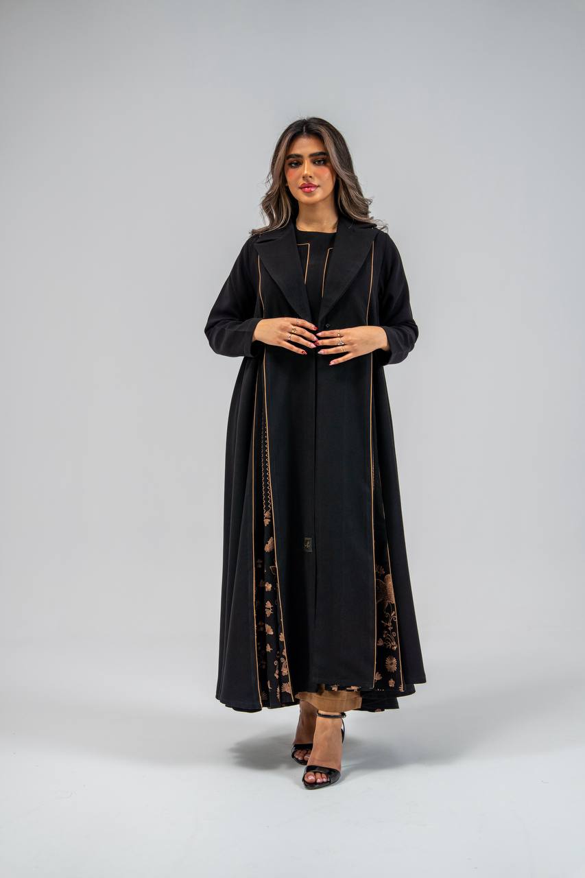 Black crepe abaya with embroidery