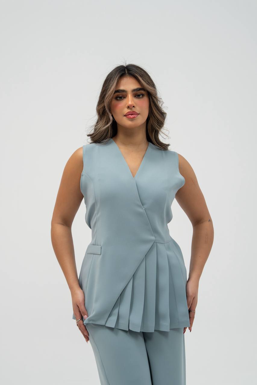 Vest and trousers set, sky blue crepe