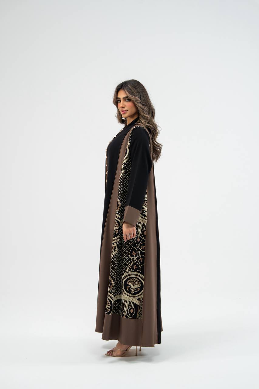 Black crepe abaya with embroidery