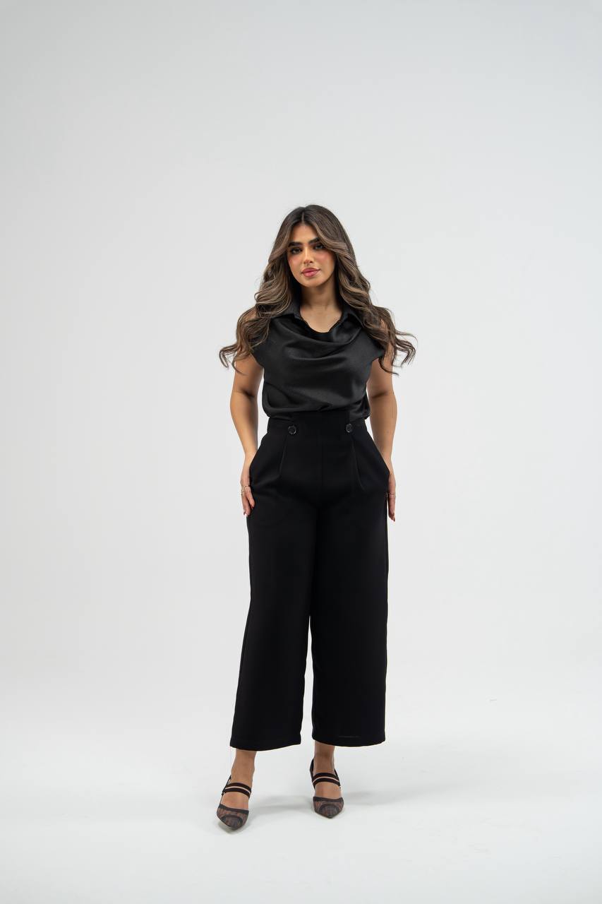 Silk crepe blouse and trousers set