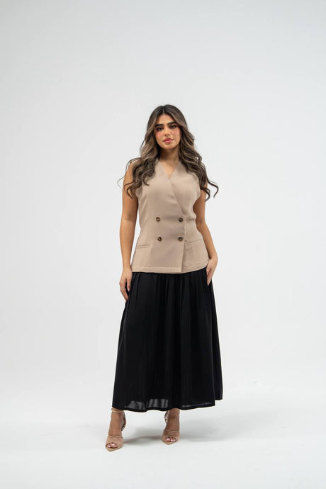Crepe dress with linen
