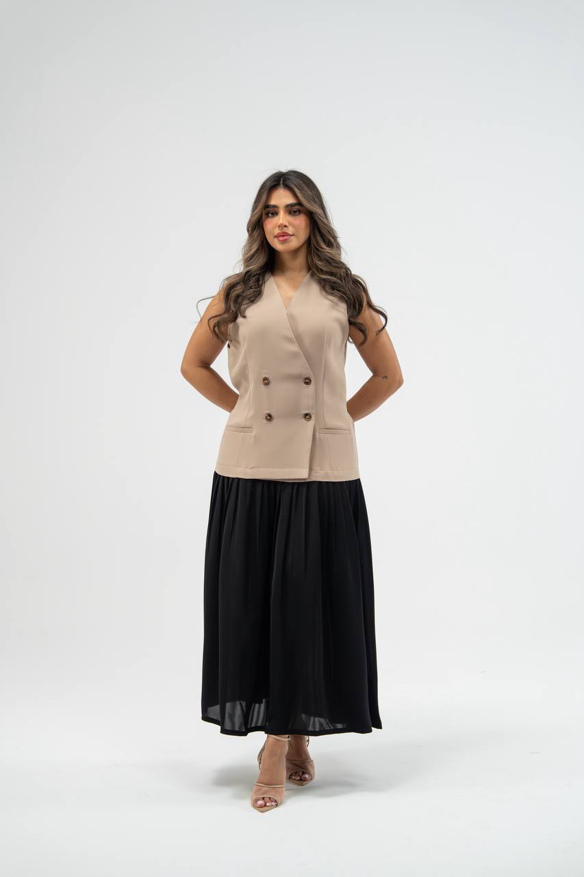 Crepe dress with linen