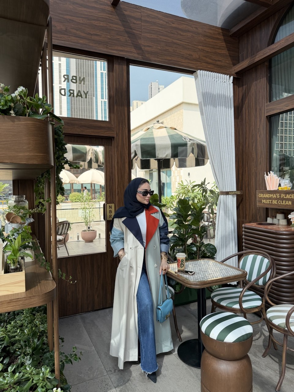 Beige & Light Green Trench Coat Abaya – 2082