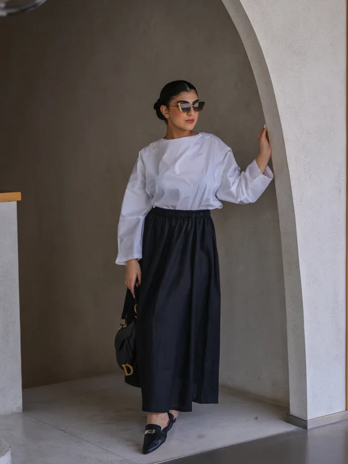SKIRT LINEN BLACK C: SL1575-black