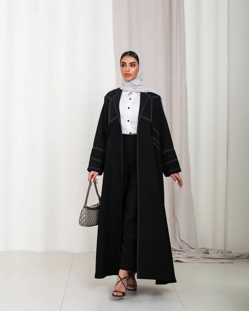 Abaya Blazer Black Crepe Fabric C:6492