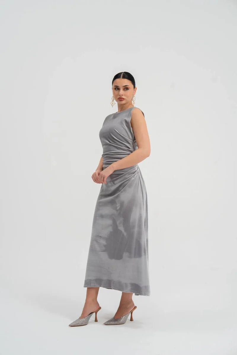 gray velvet dress. C:226