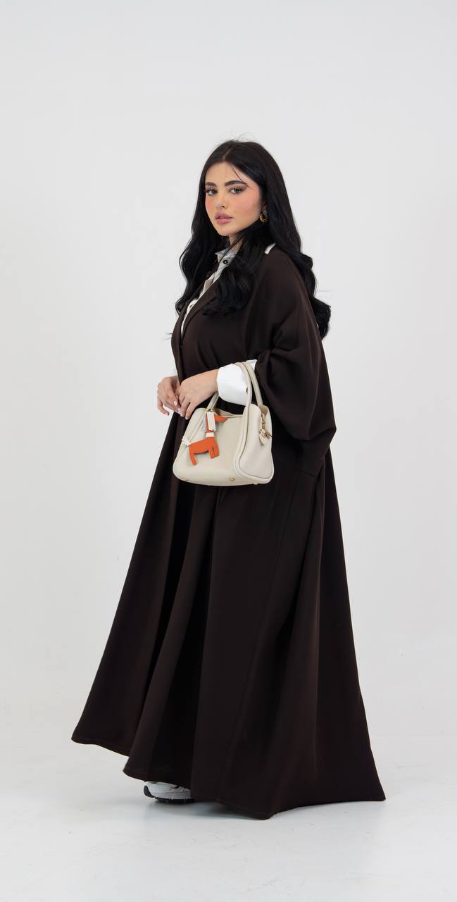 Dark brown crepe abaya