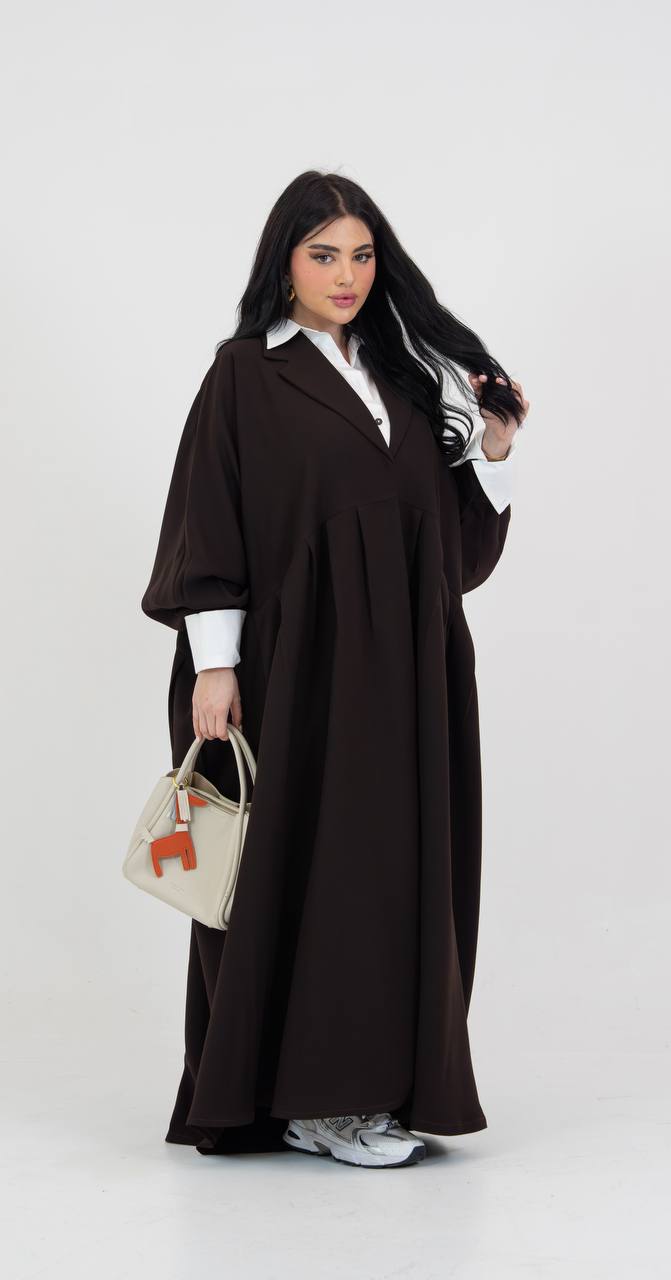 Dark brown crepe abaya