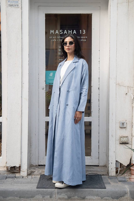 Linen abaya in blue