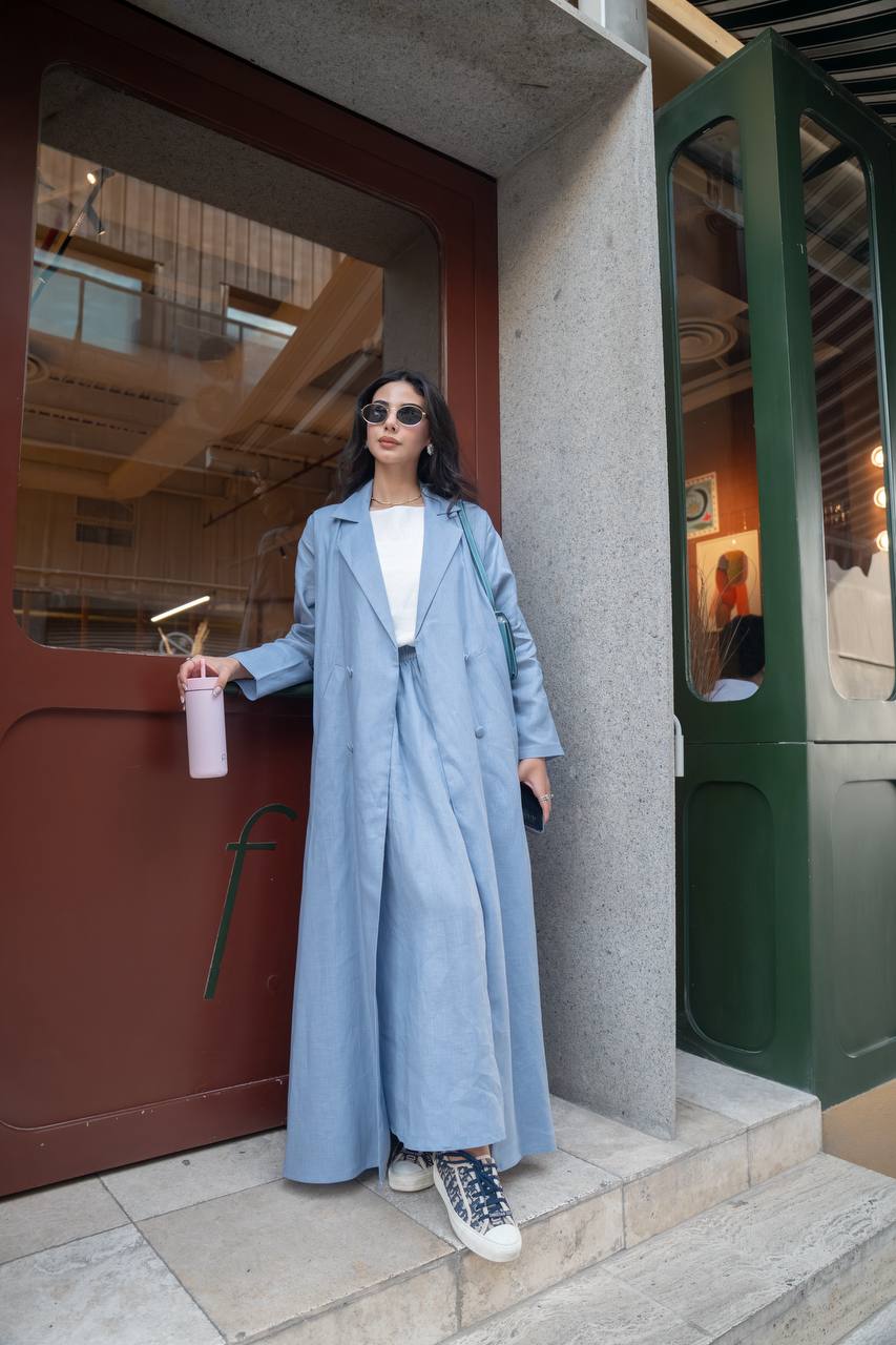 Linen abaya in blue