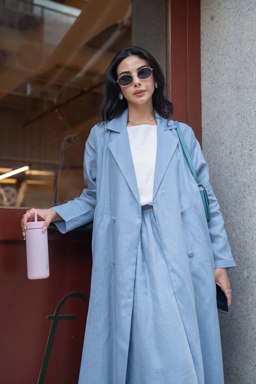 Linen abaya in blue