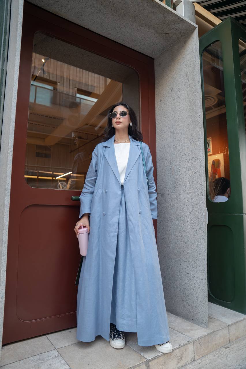 Linen abaya in blue