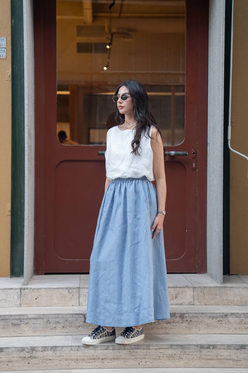 Blouse and skirt set, linen
