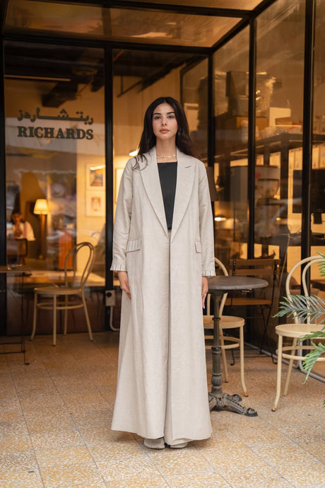 Linen abaya in beige