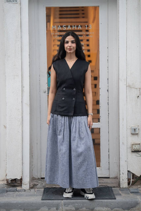Vest and linen skirt set