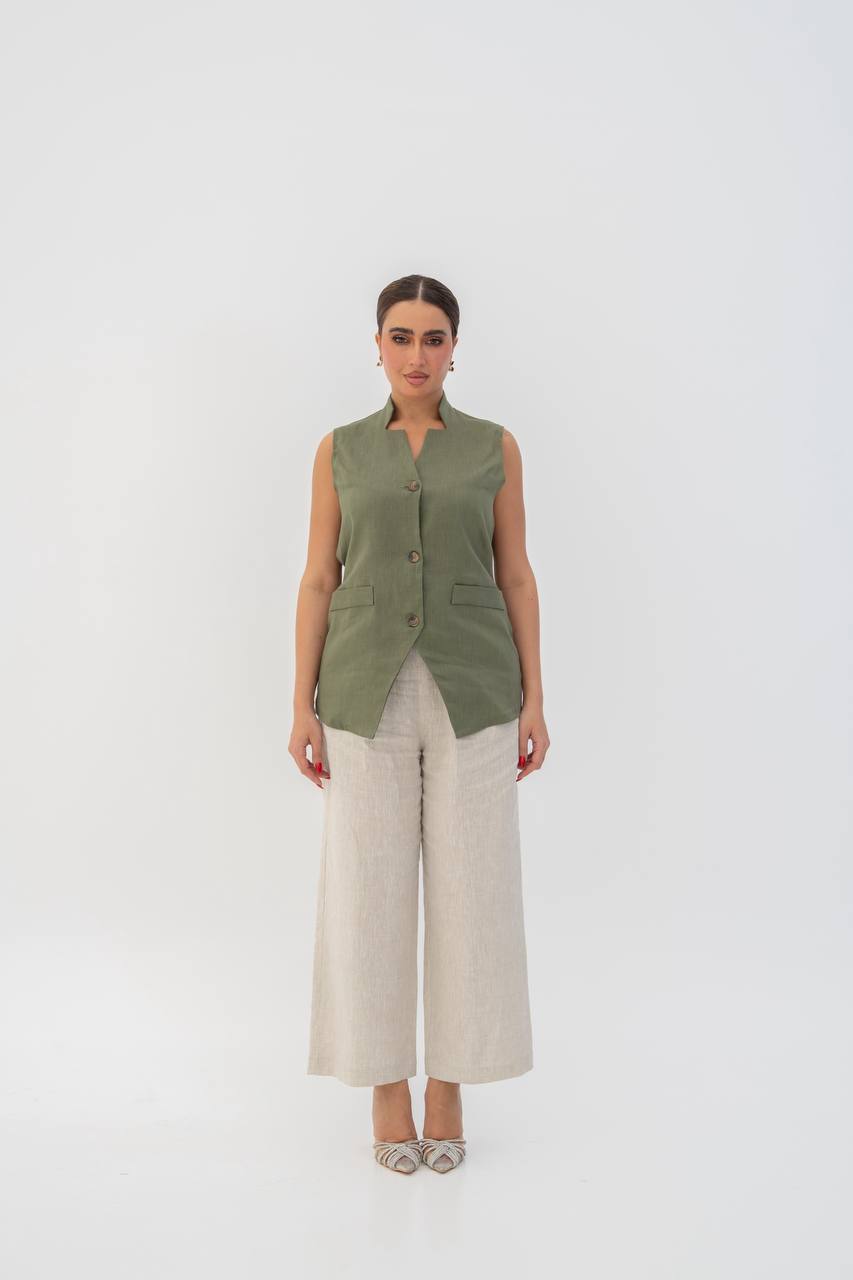 Linen fabric set consisting of a vest and pants (1708)