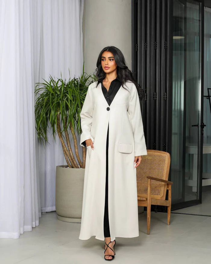 Crepe Abaya in white color: 6495white