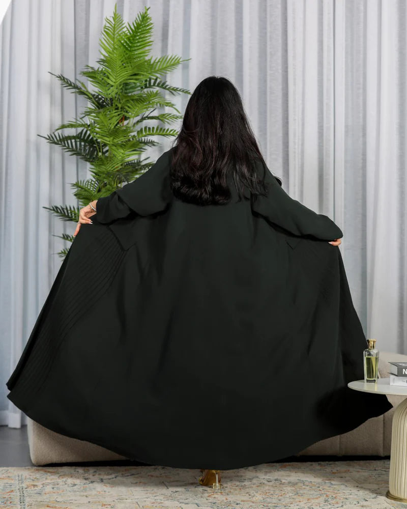 ABAYA CREPE WITH PLEATED C:6406GREEN