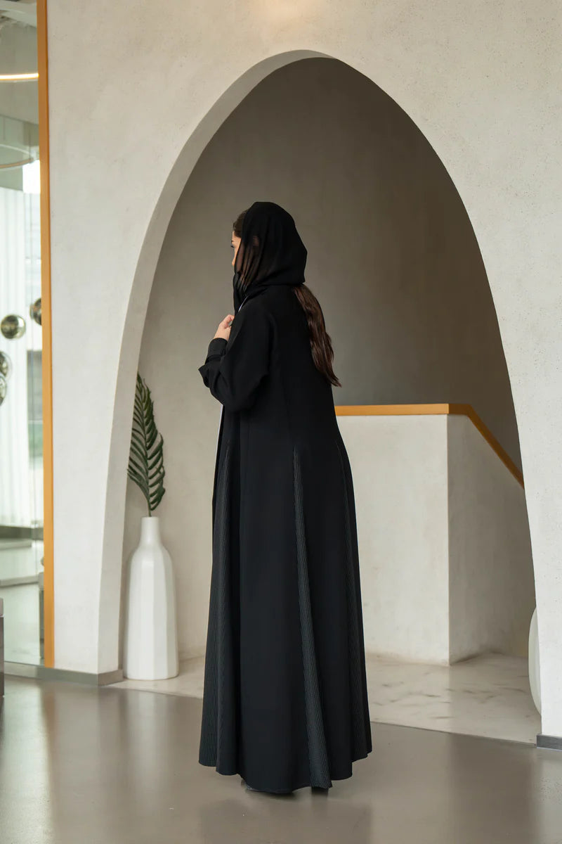 Black crepe abaya C:6585